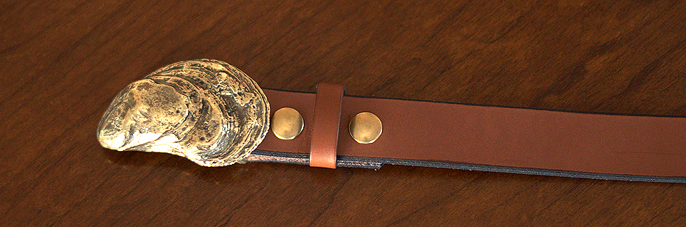 Bivalve Reverb: Brass Oyster Shell Buckle & Strap from Narragansett Leathers