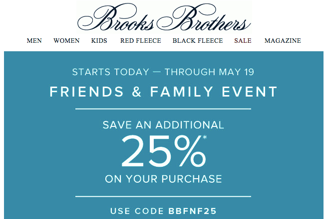 brooks brothers friends and family